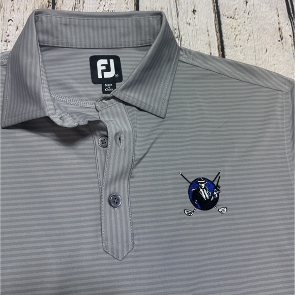 FootJoy Other - FootJoy Polo Shirt Men's Size M Gray Striped Short Sloove Chest Logo Stretch